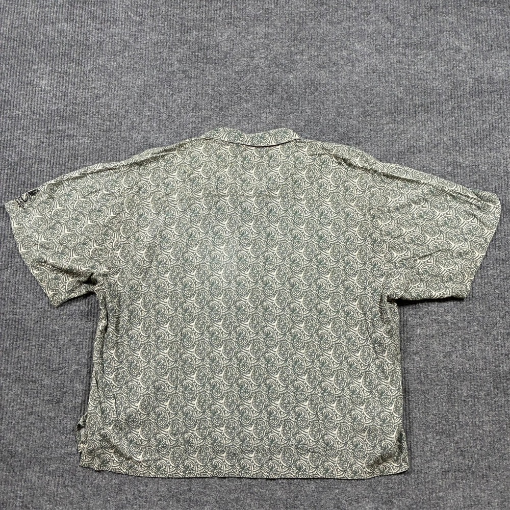International Tour Club Rayon Paisley Camp Shirt Mens 2XL Green Button Up Y2K - Picture 2 of 7